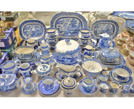 Ceramics - Royal Doulton Booths Old Willow pattern part tea service; Copeland Spode cheese dome; others, meat plates, tureen,