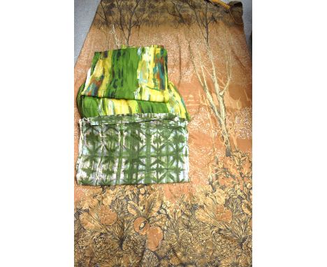 Textiles - 1950s fabrics - Hampstead by Ann Ogle, Cascade Cepea screen print;  a large pair of curtains, Autumnal Woodland