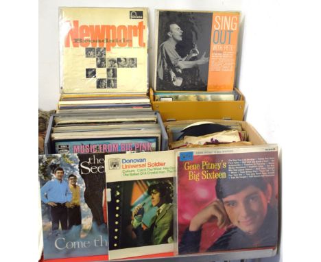 Vinyl Records - 50s and 60s albums including The Beatles, Bob Dylan, The Byrds, Johnny Cash, Paul Simon, Cliff Richard, Newpo