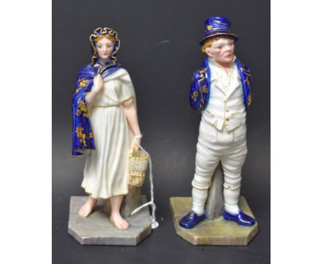 A pair of Royal Worcester figures, modelled by James Hadley, Irish Man and Irish Girl, from the Countries of the World series