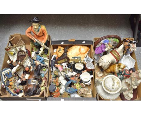 Ceramics - a large model dog; others; a swan planter; birds; Highland piper; etc.; quantity