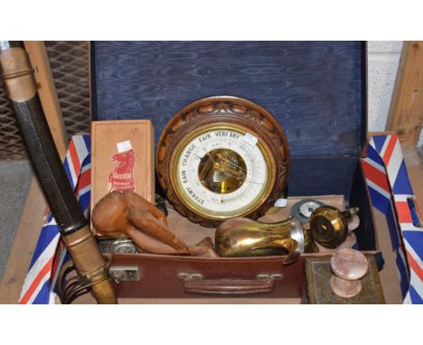 Boxes and Objects - barometer, tea caddy, onyx candlesticks, etc.