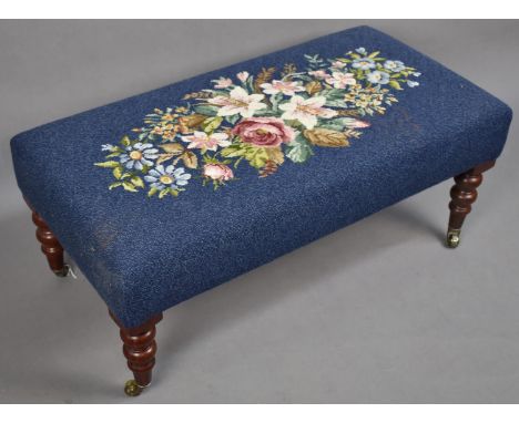 A Modern Tapestry Topped Duet Footstool, 92x48x39cm high 