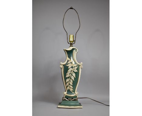 A Modern Continental Ceramic Table Lamp with Foliate Decoration, No Shade, 50cm high 