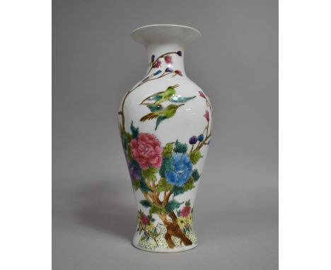 A Chinese Porcelain Vase of Meiping Form with Flared Neck, Decorated in the Famille Rose Palette with Blossoming Branches and