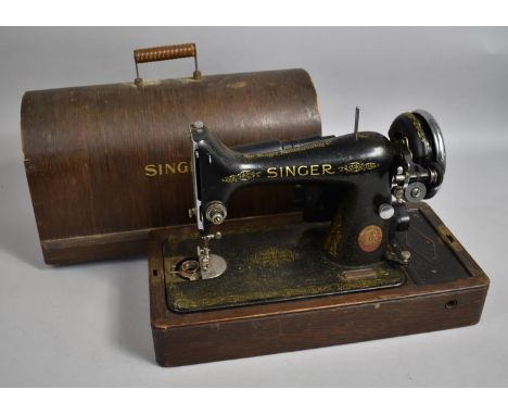 A Vintage Cased Singer Electric Sewing Machine, No Foot Controller or Power Lead 