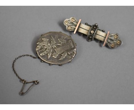 Two Victorian Silver Brooches, The Bar Brooch with Gold Highlights Marked for Chester 1894 