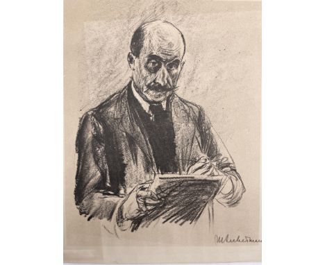 Max Liebermann - German, 1847 - 1935 Self-Portrait Lithograph Retouched with Black Chalk. 