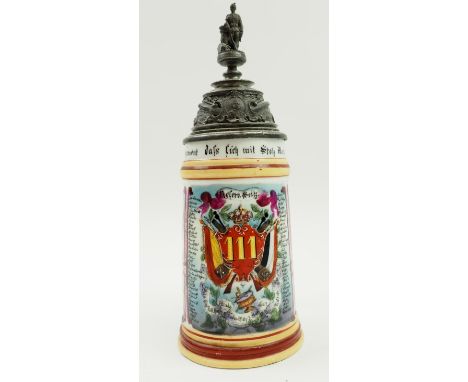 Baden: Reservistenkrug eines Reservisten der 11. Comp. 3. Badisches Infanterie-Regiment Markgraf Ludwig Wilhelm Nr. 111  - Ra