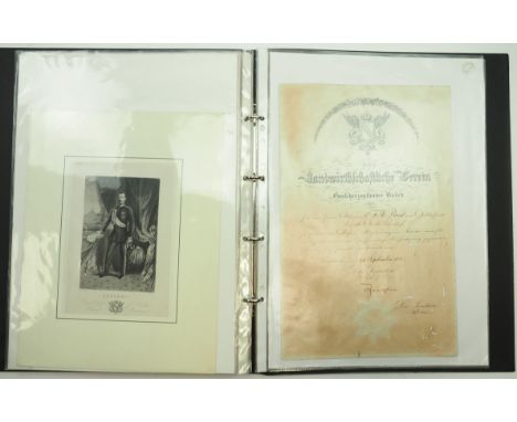 Baden: Umfangreicher Bestand Urkunden, Dokumente und Stiche.Diverse, aus der Zeitspanne 1840-1918, teils Personenbezogen sowi