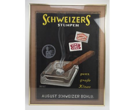 Obst, Ludwig (Baden-Baden - Ludwigsburg): Handgemalte Reklame Plakate - 3 Exemplare.- Schweizers Stumpen, - Elektrisch Kochen