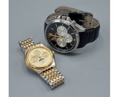 A Rotary moonphase wristwatch, together with a Hugo Boss watch 