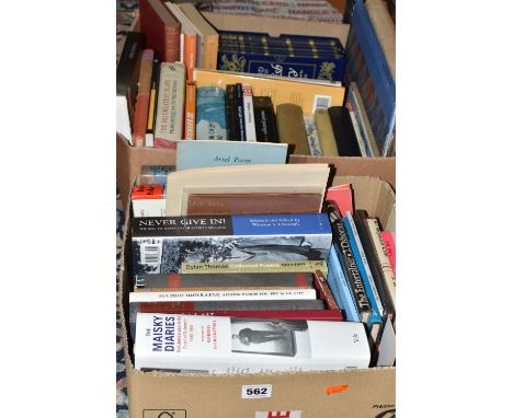 TWO BOXES OF BOOKS ON POETRY, POLITICS AND THE THEATRE containing approximately fifty-three titles in hardback and softback f