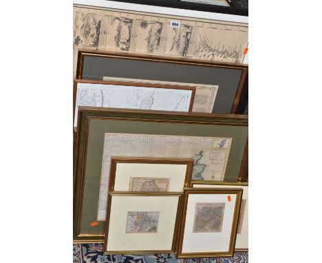 TEN FRAMED ANTIQUARIAN AND LATER MAPS, several of Warwickshire, including a 1729 Henry Beighton 'A Map of Knightlow Hundred R