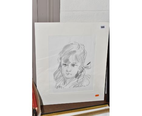 ROBERT LENKIEWICZ (1941-2002) PORTRAIT OF A YOUNG GIRL, a pencil sketch, signed lower right, approximate size 36cm x 28cm, Co