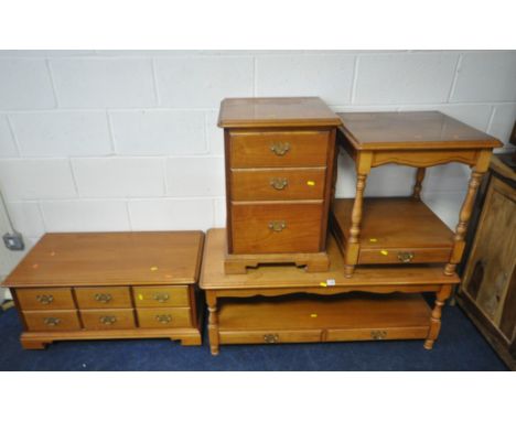A SELECTION OF YOUNGER OCCASIONAL FURNITURE, to include a coffee table, with two drawers, length 115cm x depth 54cm x height 