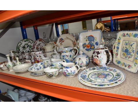 A LARGE COLLECTION OF MASON'S IRONSTONE CERAMICS, to include in green 'Chartreuse' design: plate, small jug, and small rectan