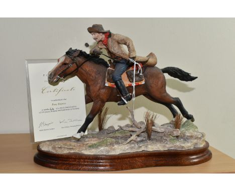 A LIMITED EDITION BORDER FINE ARTS 'PONY EXPRESS' FIGURE, B1295, depicting a man on horseback galloping through the prairie, 