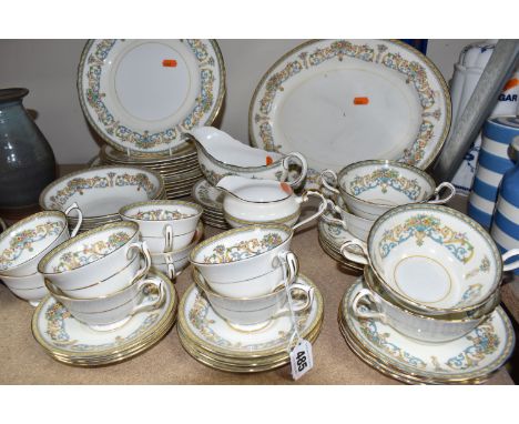 A GROUP OF AYNSLEY DINNERWARE 'HENLEY' PATTERN, comprising an oval meat plate (would benefit from a clean), six dinner plates