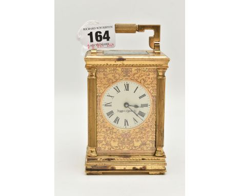 A MAPPIN &amp; WEBB LTD. CARRIAGE CLOCK, the brass clock with glass panels, approximate height 110mm