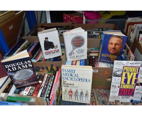 FIVE BOXES OF BOOKS to include a quantity of children's books to include a box set of the Diary of a Wimpy Kid, the Hunger Ga