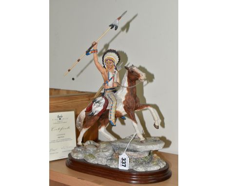 A LIMITED EDITION BORDER FINE ARTS 'HIGH POINT' FIGURE, B1296, depicting a Native American warrior on horseback, with certifi