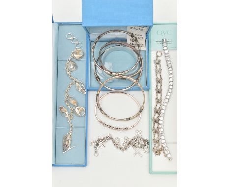A SELECTION OF BRACELETS, to include a silver seashell charm bracelet, fitted with a toggle clasp, hallmarked Sheffield, leng