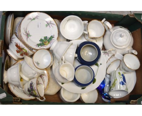 A quantity of ceramics to include a floral tea service, a Royal Stafford 'Tartan Series' tea service, a midnight blue Murano 