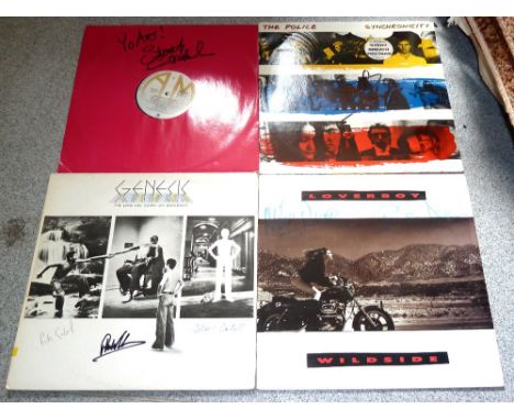 A signed record; 'Outlandos D'Amour', signed in marker by Stewart Copeland (af), a signed record; 'Synchronicity' by The Poli