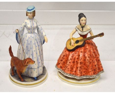 A Royal Worcester figure 'Felicity', no.373/750, height 18cm and a figure 'Elaine', no.373/750, height 16cm, both boxed with 
