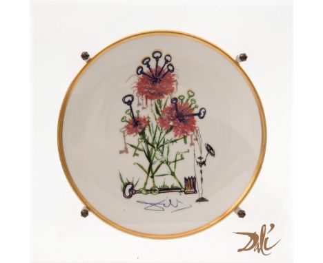 Dali, Salvador  Teller ,  Las Flores DalinianansKünstlerteller , Motiv IX, limitierte Auflage, 1000 Exemplare, erschienen Por