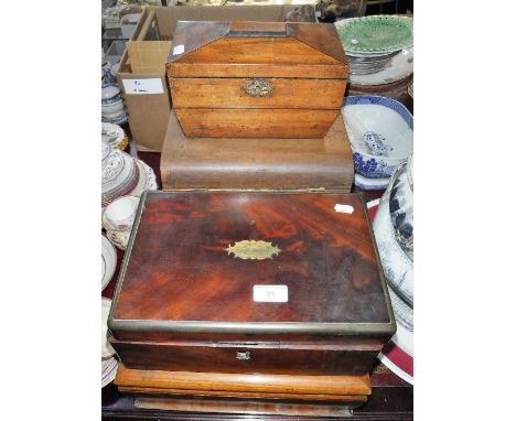 A REGENCY TEA CADDY and other wooden boxes