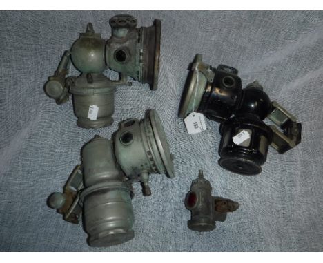 THREE VINTAGE BICYCLE LAMPS including 'Lucas Ltd' (3)