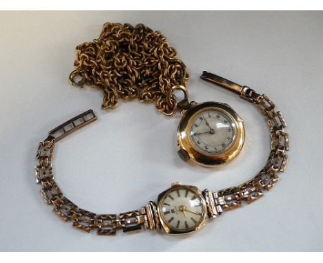 A LADY'S 9CT YELLOW GOLD WRISTWATCH, the round dial with baton numerals, attached to a 9ct yellow gold bracelet with folding 