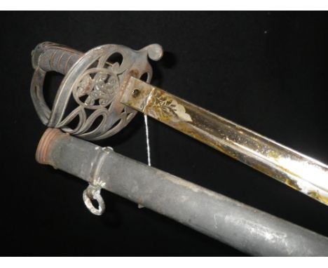 A VICTORIAN INFANTRY OFFICER'S SWORD with a shagreen grip and original scabbard 