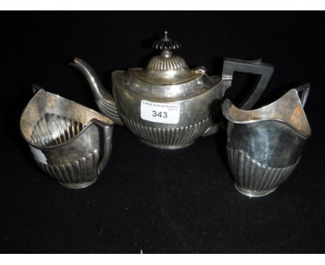 A SILVER BATCHELOR'S TEA SERVICE, comprising teapot, sucrier and cream jug, 15.5 oz (approx)