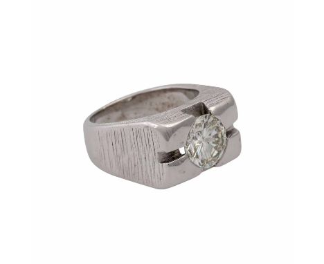 Ring mit Brillant von 2,06 ct, GW (K)/VVS2, Fluoreszenz: stark, WG 18K, RW: 51, 1970er Jahre, minimale Tragespuren, inkl. DPL