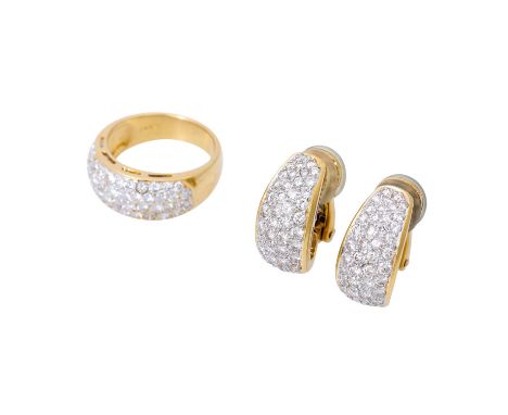 Schmuckset: Ring und Paar Ohrclips mit Brillanten, zus. ca. 3,6 ct, ca WEIß- GW (H-K)/ VS- SI.  KP: (umgerechnet) ca. 3.285 €