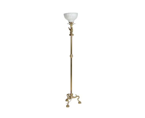 A gilt metal standard lamp in the manner of Pompeian Revival examples by Chiurazzi of Naples, early 20th century, the electri