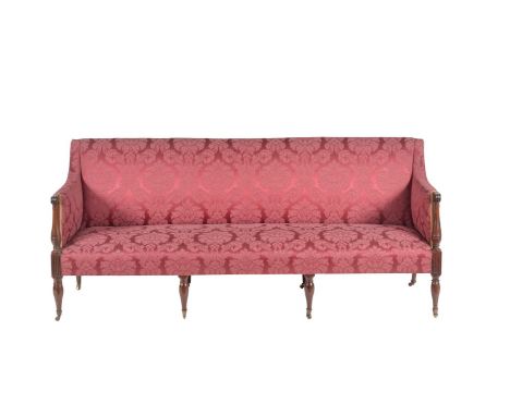 A Regency mahogany sofa, circa 1820 and later upholstered, 86cm high, 201cm wide, 80cm deep overall