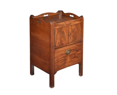 A George III mahogany bedside night commode, circa 1780, 79cm high, 52cm wide, 47cm deep