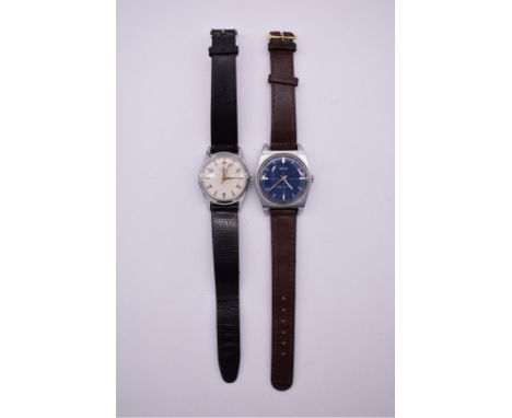 A vintage Avia nickel plated manual wind wristwatch; together with a Smiths stainless steel example. 