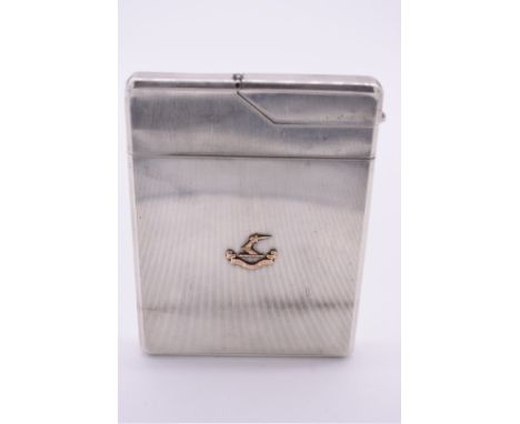 An engine turned silver combination cigarette case and lighter, by&nbsp;Asprey &amp; Co, London 1932, inscribed in yellow met