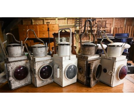 Assorted vintage railway and marine lanterns a/f, (7)