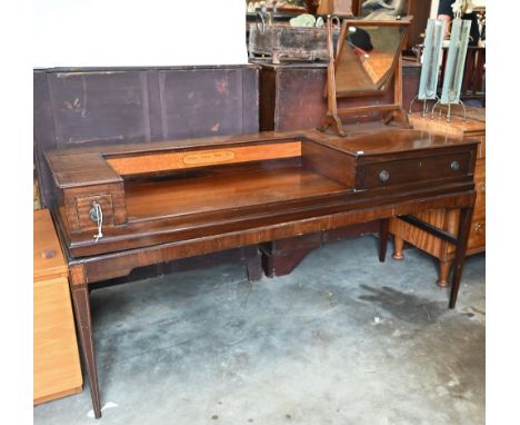 A converted George III mahogany square top piano, now a sideboard to/w a mirror (2) 