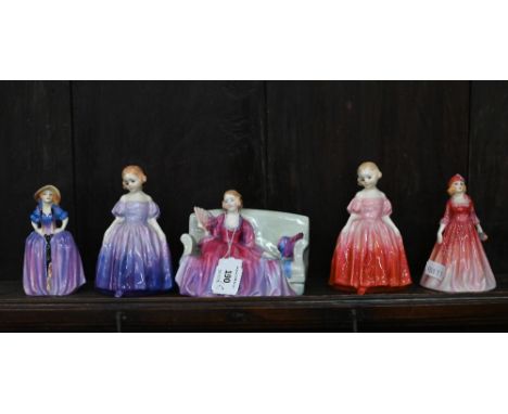 Five vintage Royal Doulton figures - Sweet and Twenty HN1589, Patricia M28, Rosamund M33, Marie HN1370 and Marie HN1417 (a di