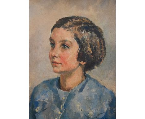 Kenneth Green (1905-86) - Portrait of a young girl in a blue dress, oil on canvas, signed and dated 1935, 39.5 x 29 cm&nbsp; 