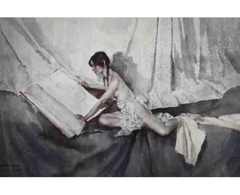 Sir W Russell Flint - 'New model inspecting drawings of predecessor', colour print, pencil signed to margin, published Frost 