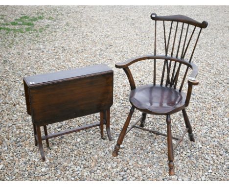 An antique stick back elbow chair to/w an Edwardian Sutherland table (2) 