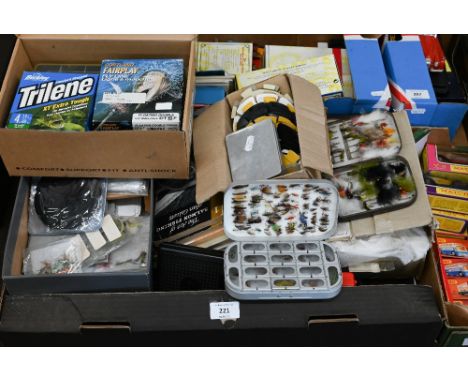 A collection of vintage and later hand-tied fishing flies, lines and accessories for salmon and trout to/w books, etc 